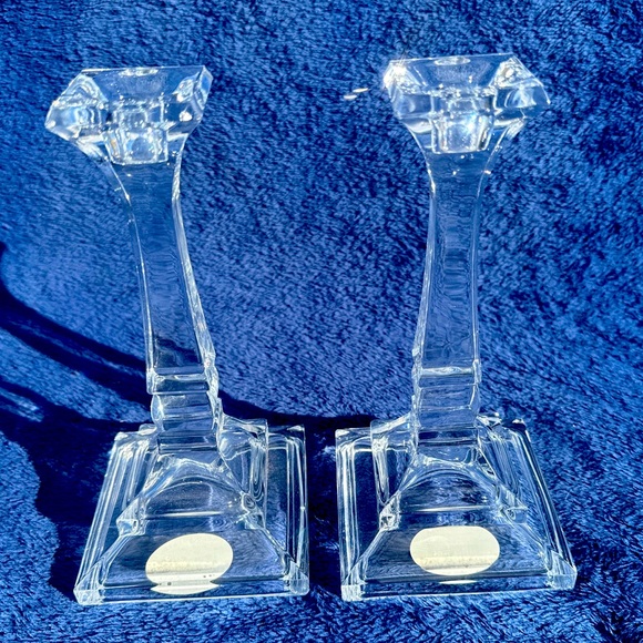 Toscany St. George 24% Lead Crystal 8" Candlesticks USA Cut Glass vintage - Picture 8 of 16